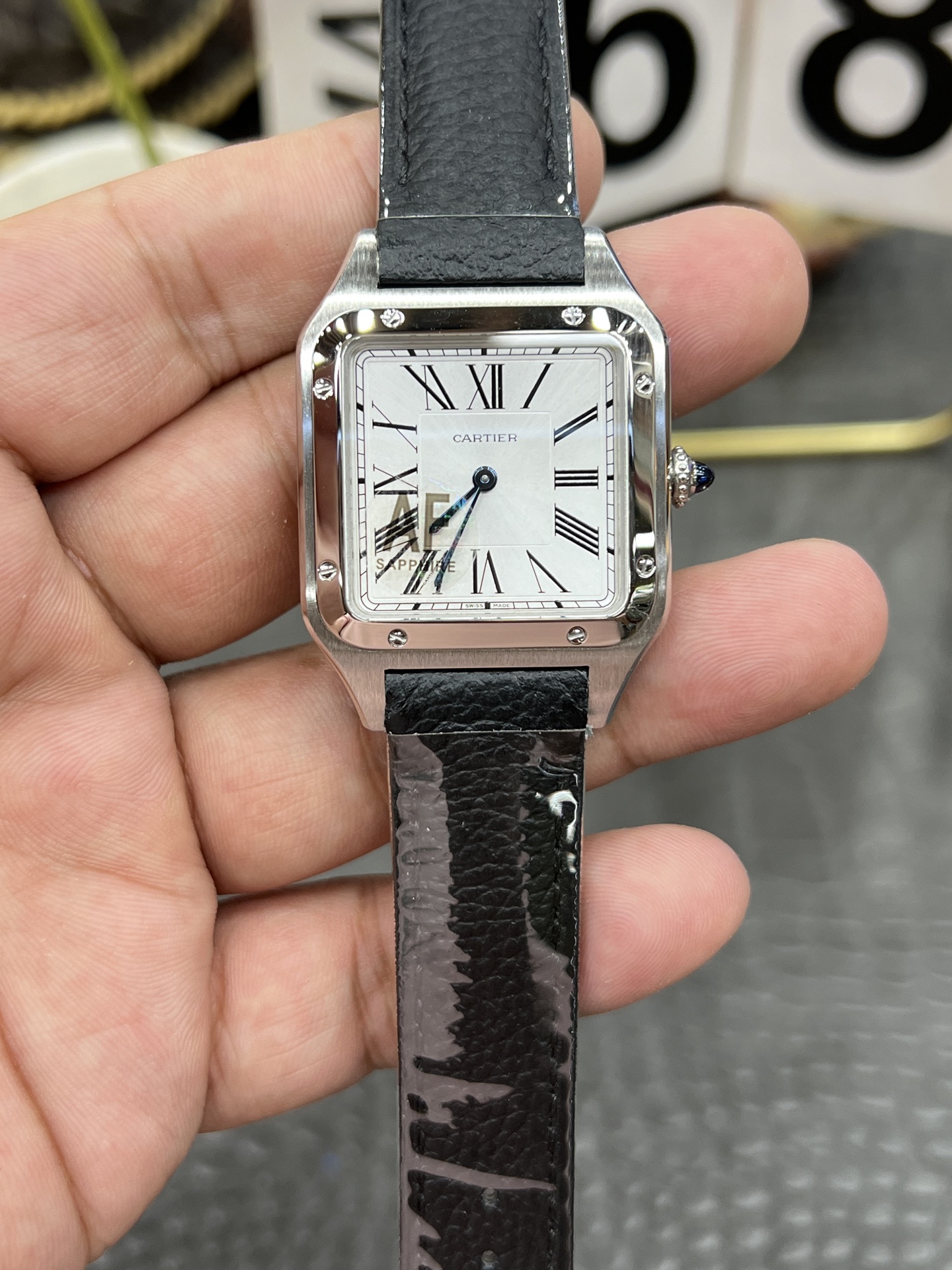 AF | 카르티에 산토스 뒤몽 워치 ｜43.5 mm x 31.4 mm｜쿼츠 무브먼트