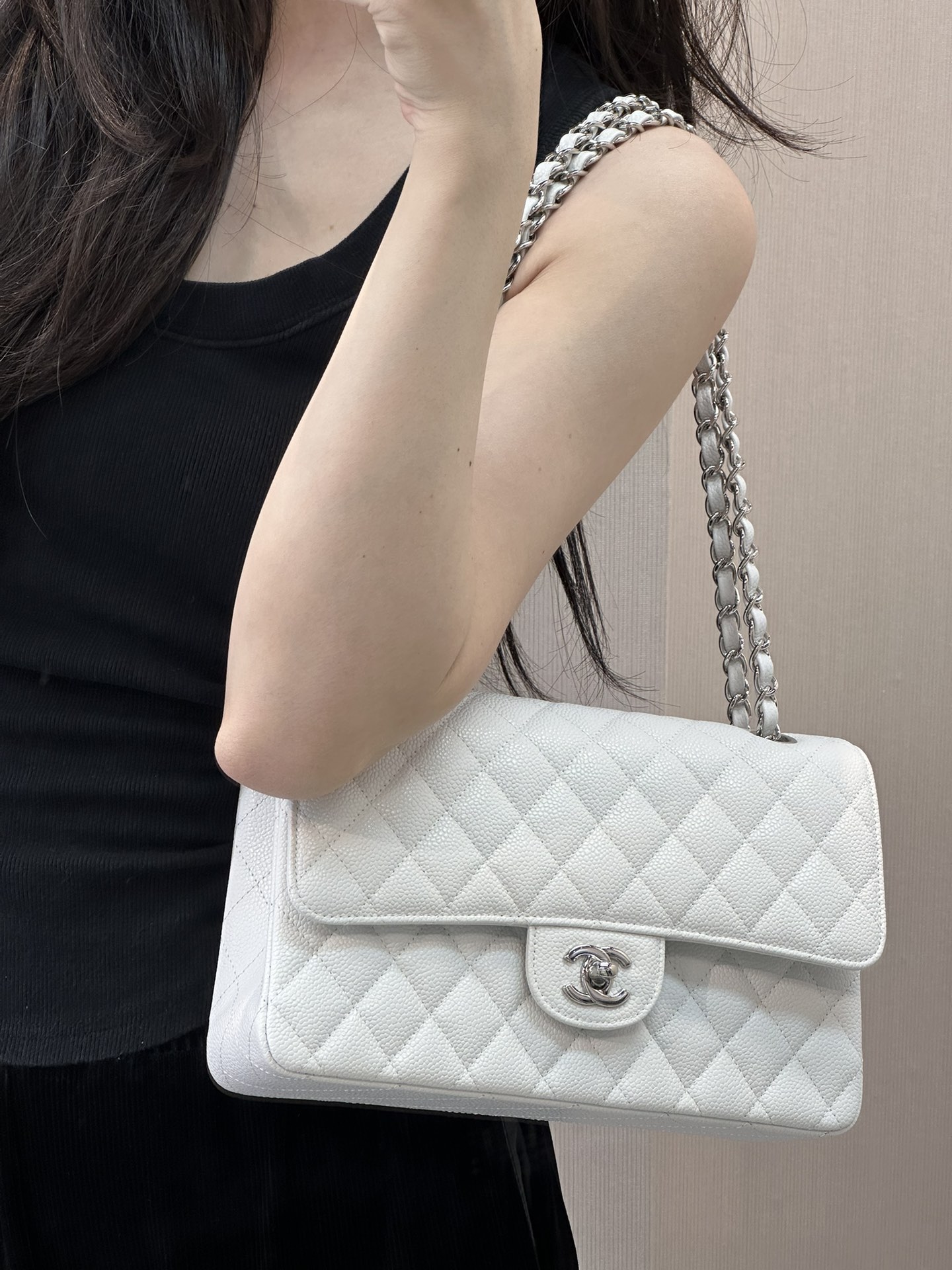 샤❤넬 클래식 캐비어 플랩백 미디움 25cm 112