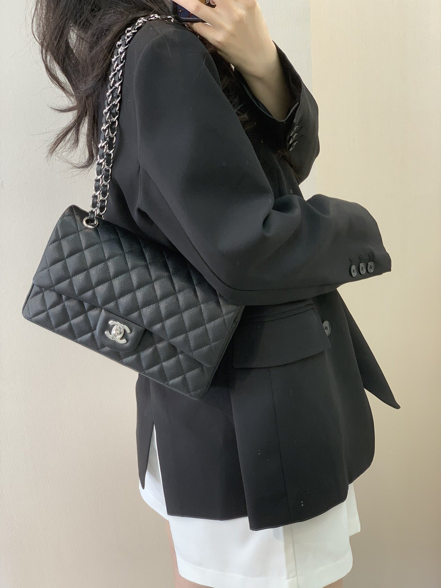 샤❤넬 클래식 캐비어 플랩백 미디움 25cm 112