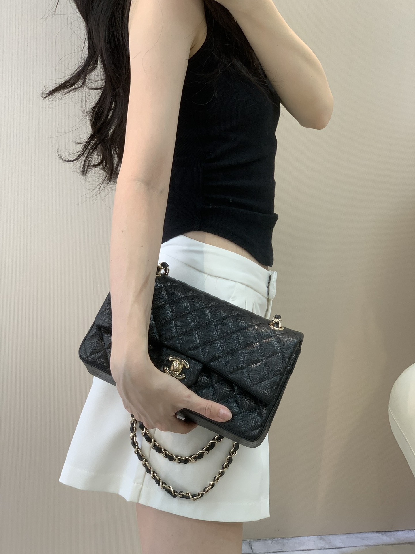 샤❤넬 클래식 캐비어 플랩백 미디움 25cm 112