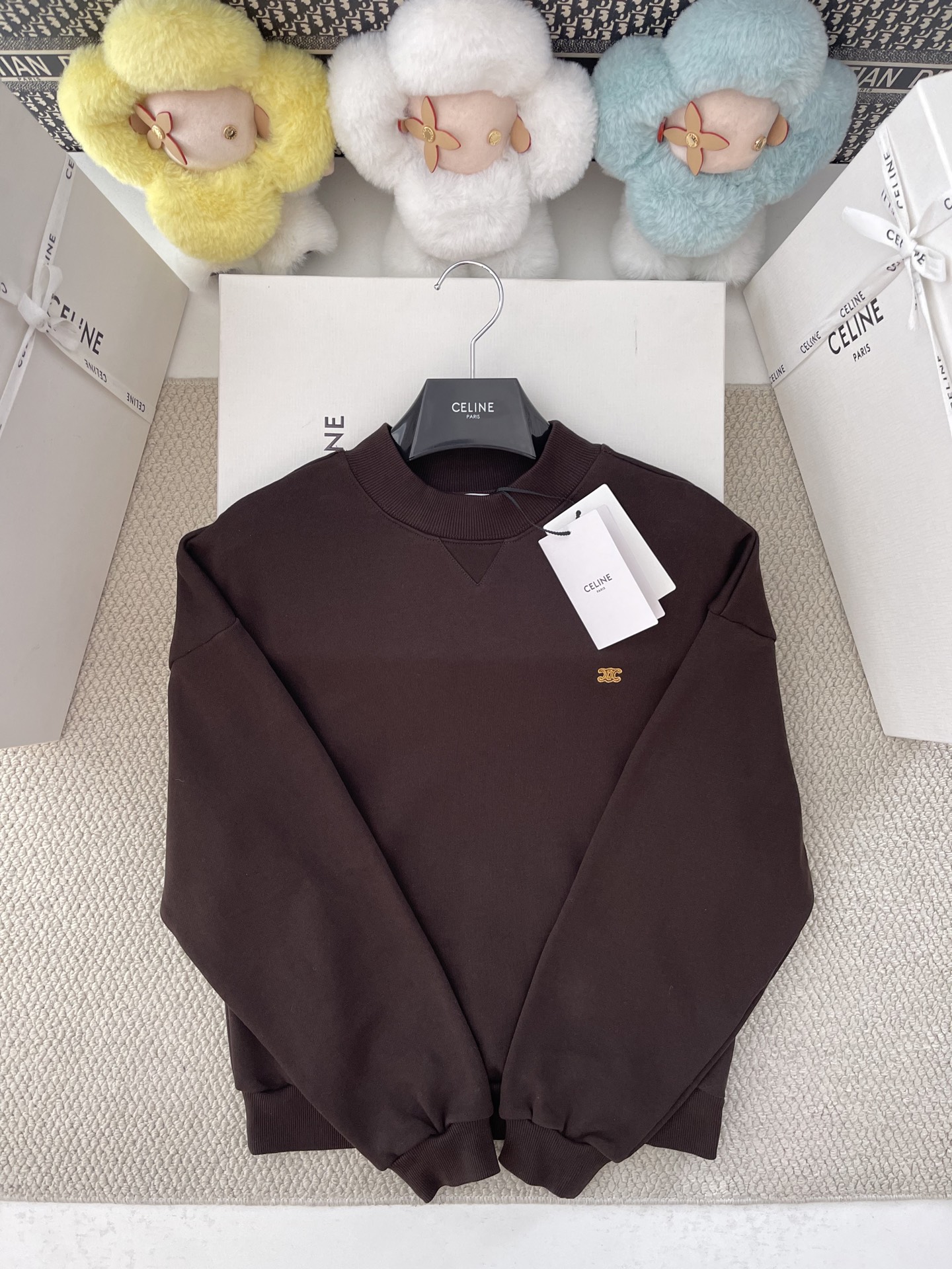 셀린느 트리옹프 코튼 루즈 스웨트 RY01O670Q 38AW