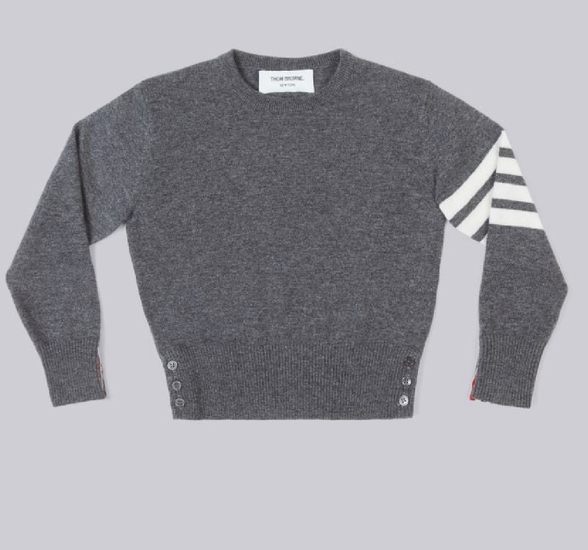 Thom Browne 키즈 캐시미어 4바 클래식 크루넥 ​​풀오버