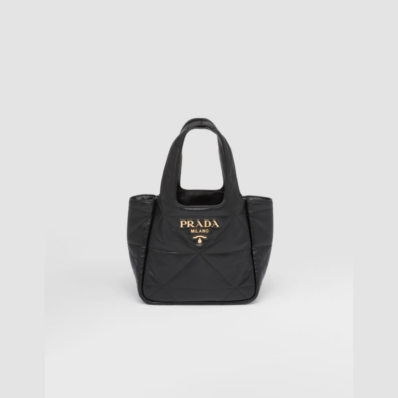 프라다  탑스티치 스몰 나파 가죽  블랙 PRADA 