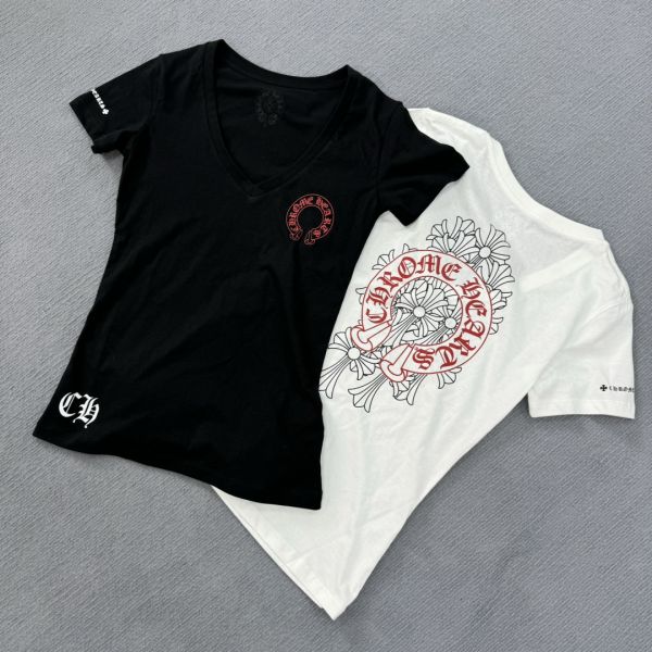 Chrome Hearts v-Neck Women 's Cross Short Sleeve